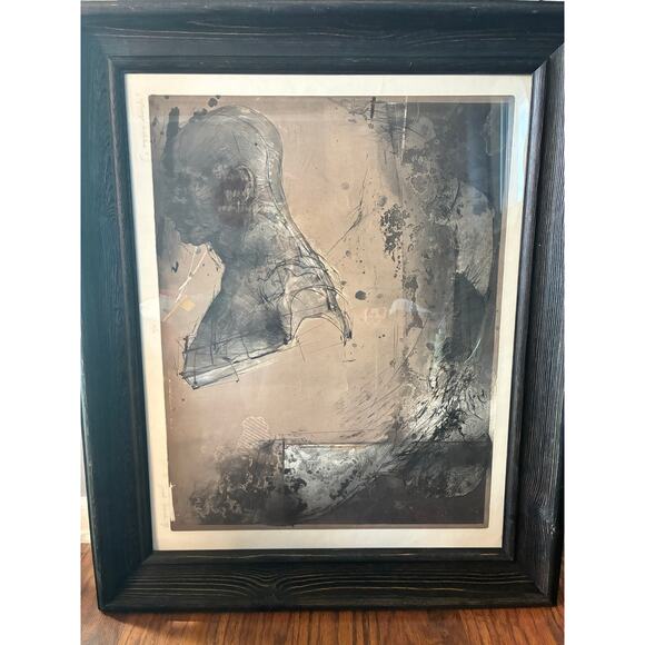 Vintage Dark Abstract Figurative Mixed Media Print Signed & Numbered Framed Art - Picture 1 of 11